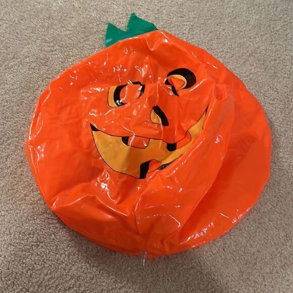NWOT Orange and green inflatable 16" Halloween pumpkin decoration - Picture 2 of 5